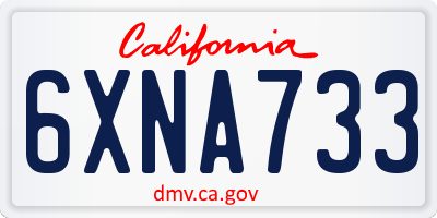 CA license plate 6XNA733