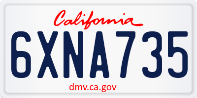 CA license plate 6XNA735