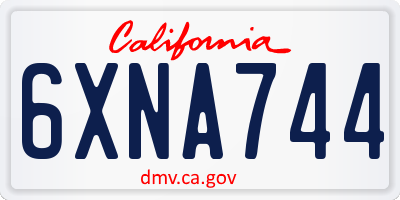 CA license plate 6XNA744