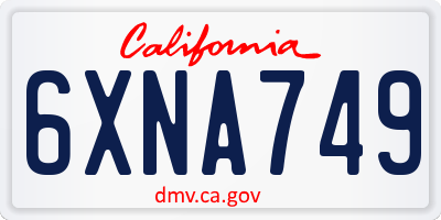 CA license plate 6XNA749