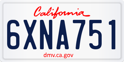 CA license plate 6XNA751