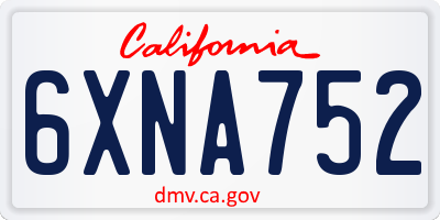 CA license plate 6XNA752