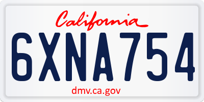 CA license plate 6XNA754