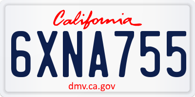 CA license plate 6XNA755