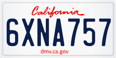 CA license plate 6XNA757