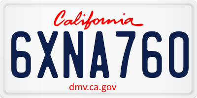 CA license plate 6XNA760