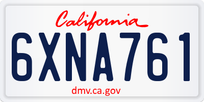 CA license plate 6XNA761