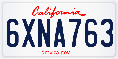 CA license plate 6XNA763