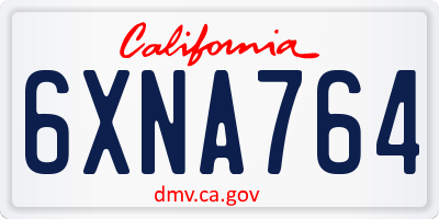CA license plate 6XNA764