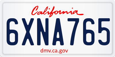 CA license plate 6XNA765