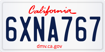 CA license plate 6XNA767