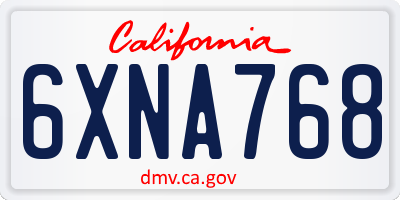 CA license plate 6XNA768