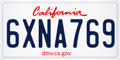 CA license plate 6XNA769