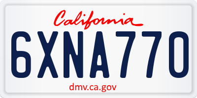 CA license plate 6XNA770