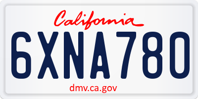 CA license plate 6XNA780