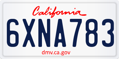 CA license plate 6XNA783