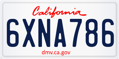 CA license plate 6XNA786