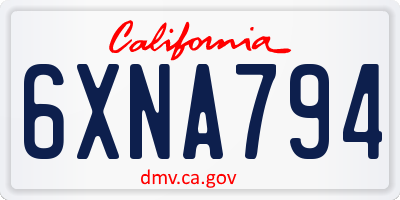 CA license plate 6XNA794