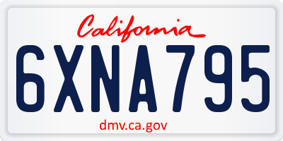 CA license plate 6XNA795