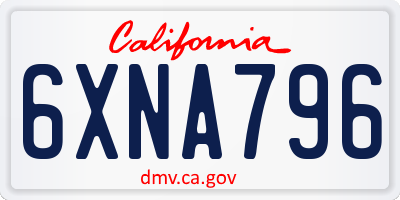 CA license plate 6XNA796