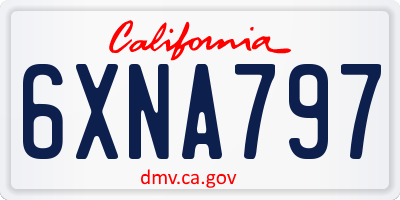 CA license plate 6XNA797