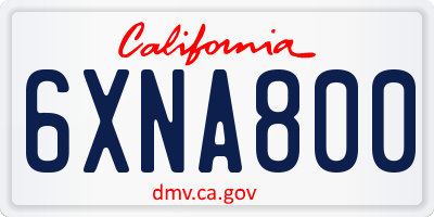 CA license plate 6XNA800