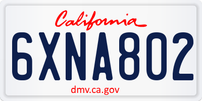 CA license plate 6XNA802