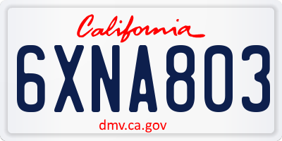 CA license plate 6XNA803