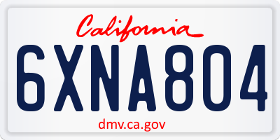 CA license plate 6XNA804