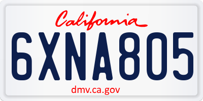 CA license plate 6XNA805