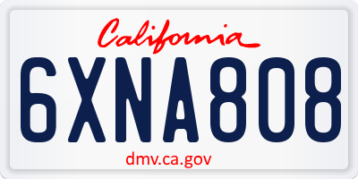 CA license plate 6XNA808
