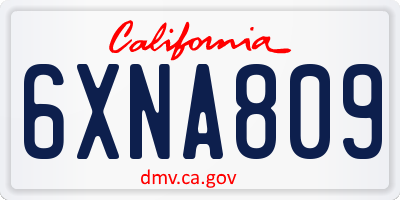 CA license plate 6XNA809