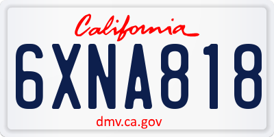 CA license plate 6XNA818