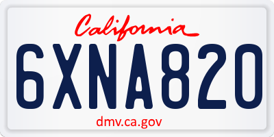 CA license plate 6XNA820