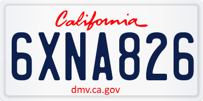 CA license plate 6XNA826