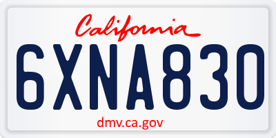 CA license plate 6XNA830