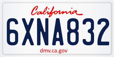 CA license plate 6XNA832