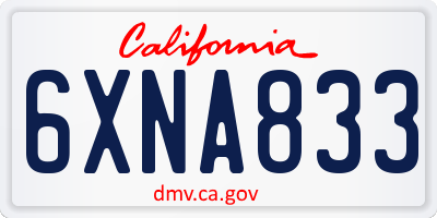 CA license plate 6XNA833