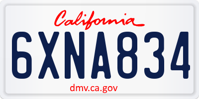 CA license plate 6XNA834