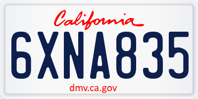 CA license plate 6XNA835