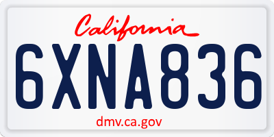 CA license plate 6XNA836