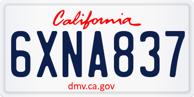CA license plate 6XNA837