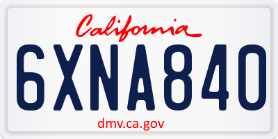 CA license plate 6XNA840
