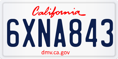 CA license plate 6XNA843