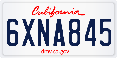 CA license plate 6XNA845