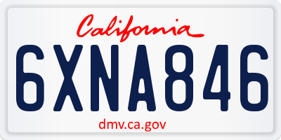 CA license plate 6XNA846