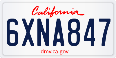 CA license plate 6XNA847