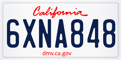 CA license plate 6XNA848