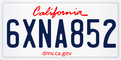 CA license plate 6XNA852