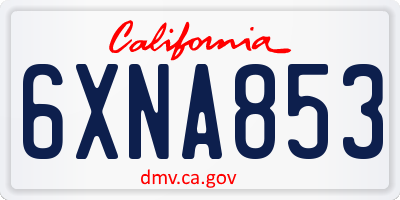 CA license plate 6XNA853